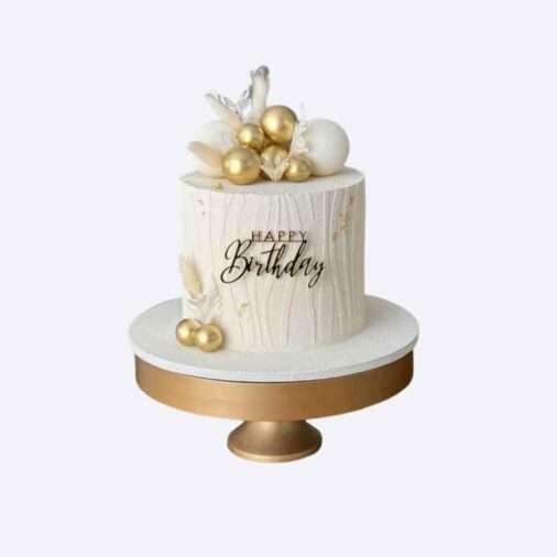 white 1 pound vanilla cake with cake stand